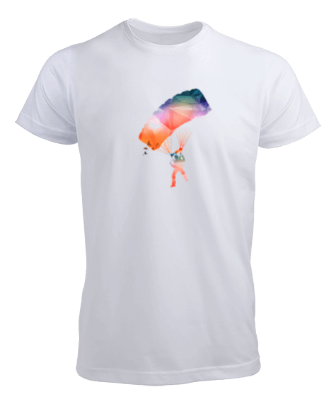 Tisho - renkli paraşüt baskı Erkek Tişört