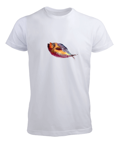 Tisho - renkli pastel baskılı tek balık erkek tişört Erkek Tişört
