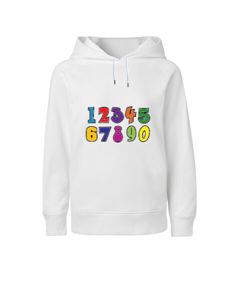 Tisho - Renkli Sayılar Beyaz Çocuk Unisex Hoodie Kapüşonlu