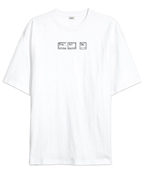 Tisho - Reset - Ctrl Alt Del Beyaz Oversize Unisex Tişört