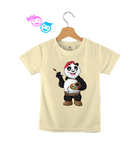 Tisho - Ressam Panda Krem Çocuk Unisex