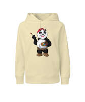 Ressam Panda Krem Çocuk Unisex Hoodie Kapüşonlu - Tisho
