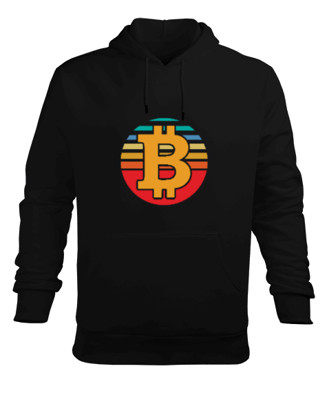 Tisho - Retro Bitcoin Erkek Kapüşonlu Hoodie Sweatshirt