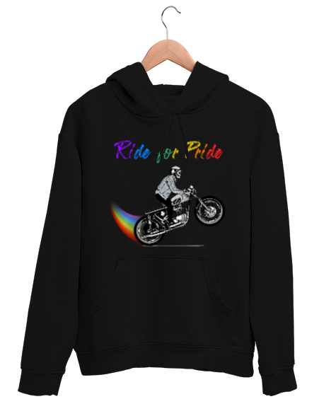 Tisho - Ride for Pride Siyah Unisex Kapşonlu Sweatshirt