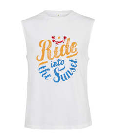 Tisho - Ride İnto The Sunset Baskılı Kesik Kol Unisex Tişört