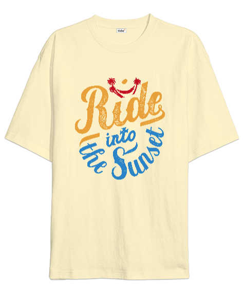 Tisho - Ride İnto The Sunset Baskılı Oversize Unisex Tişört