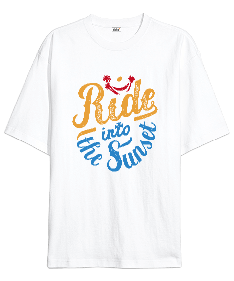 Tisho - Ride İnto The Sunset Baskılı Oversize Unisex Tişört