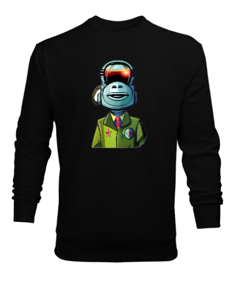 Tisho - Robot Maymun Siyah Erkek Sweatshirt