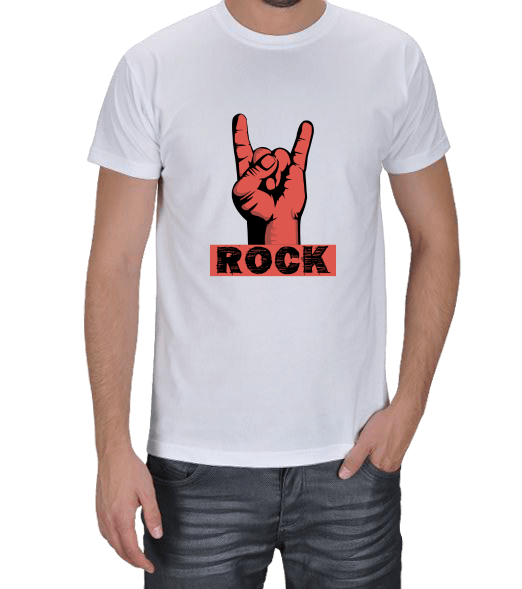 Rock 1 Beyaz Erkek Tişört