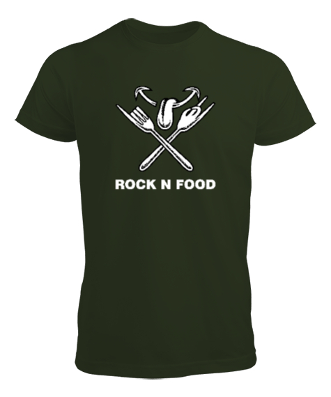 Tisho - Rock And Food Haki Yeşili Erkek Tişört