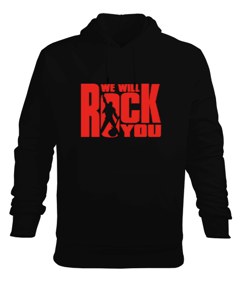 Tisho - Rock and Metal-Siyah Tişört Erkek Kapüşonlu Hoodie Sweatshirt