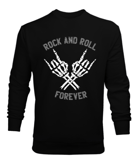 Tisho - Rock And Roll Forever V1 Siyah Erkek Sweatshirt