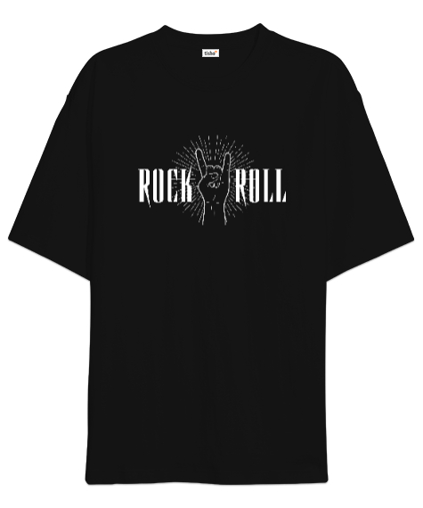 Tisho - Rock And Roll V5 Siyah Oversize Unisex Tişört