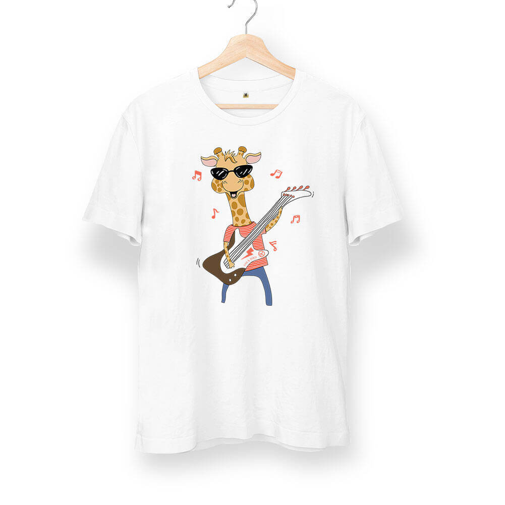 Tisho - Rock and Roll Zürafa Unisex Kısa Kol Sarı Tişört