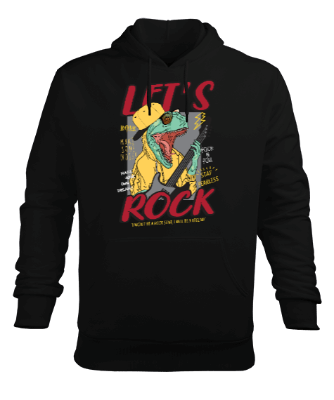 Tisho - Rock Dinozor Erkek Kapüşonlu Hoodie Sweatshirt