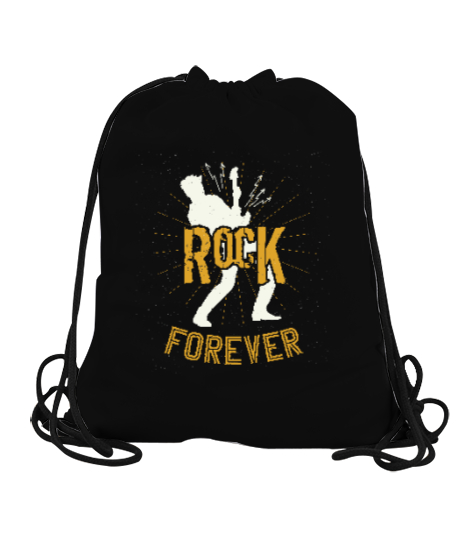 Tisho - Rock Forever Siyah Büzgülü Spor Çanta