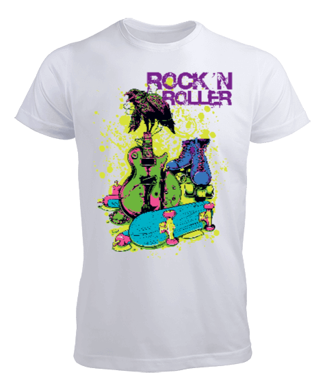 Rock N Roller Gitar Tasarım Baskılı Erkek Tişört