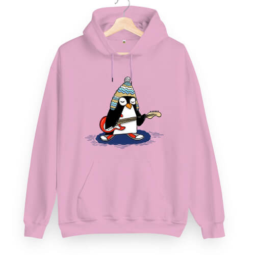 Rock Penguen Unisex Kapüşonlu Sweatshirt - Thumbnail