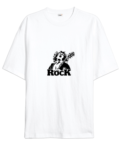 Tisho - Rock Roll Baskılı Oversize Unisex Tişört