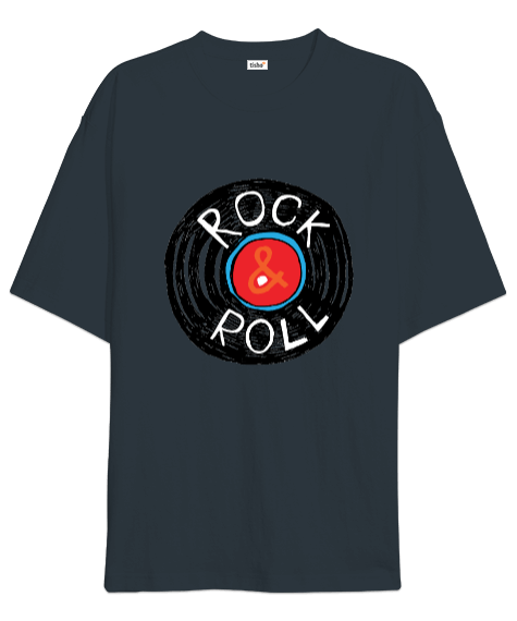 Tisho - rock roll baskılı Oversize Unisex Tişört