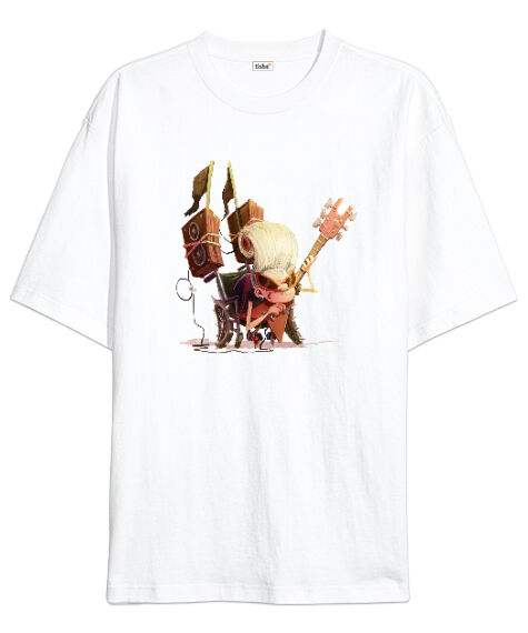 Tisho - Rock Sever Nine Beyaz Oversize Unisex Tişört