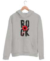 Rock Star - Rock N Roll Gri Unisex Kapşonlu Sweatshirt - Tisho