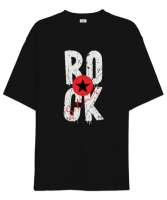 Rock Star - Rock N Roll Siyah Oversize Unisex Tişört - Tisho
