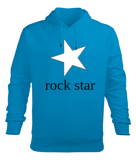 Tisho - Rock Star yazılı Erkek Kapüşonlu Hoodie Sweatshirt