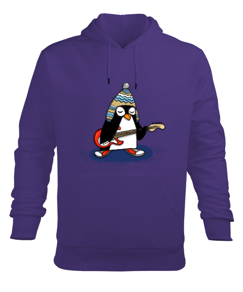 Tisho - Rocker Penguen Erkek Kapüşonlu Hoodie Sweatshirt