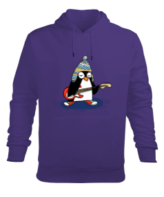 Rocker Penguen Erkek Kapüşonlu Hoodie Sweatshirt - Tisho