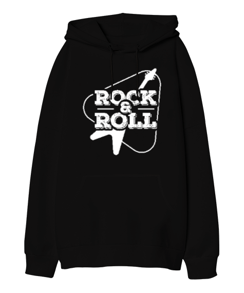 Tisho - Rockn Roll Oversize Unisex Kapüşonlu Sweatshirt