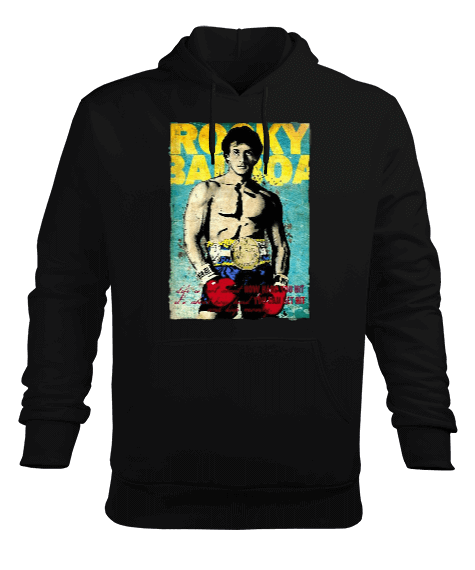 Tisho - Rocky Balboa Vintage Baskılı Erkek Kapüşonlu Hoodie Sweatshirt