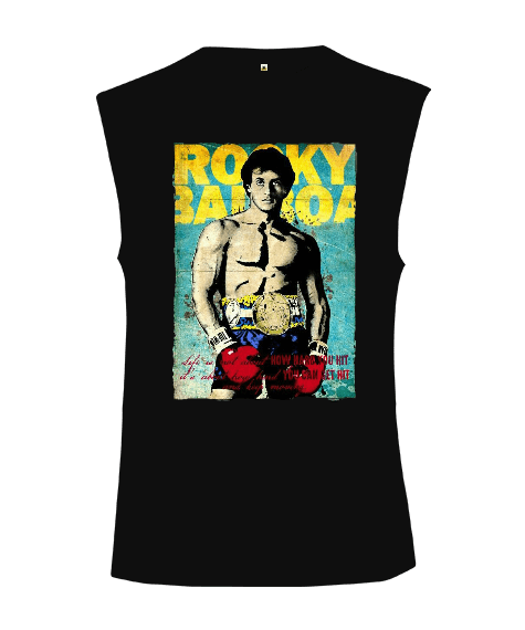 Tisho - Rocky Balboa Vintage Baskılı Kesik Kol Unisex Tişört