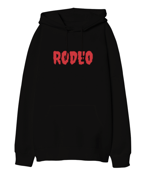 Tisho - Rodeo Siyah Oversize Unisex Kapüşonlu Sweatshirt