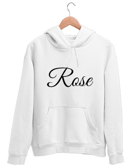 Tisho - Rose Beyaz Unisex Kapşonlu Sweatshirt