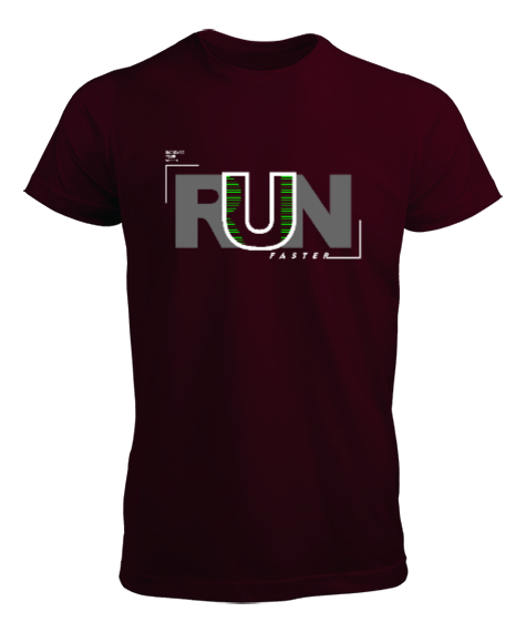 Tisho - Run Faster - Daha Hızlı Koş Bordo Erkek Tişört