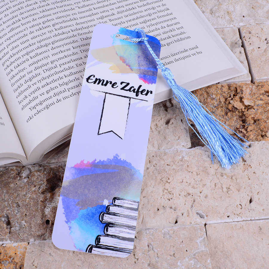Tisho - Sade Tasarımlı Mavi Kitap Ayracı