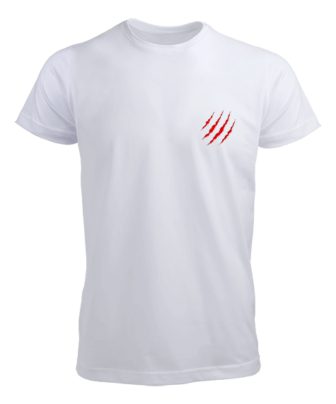 Tisho - Sade tişört beyaz-kırmızı White-Red T-shirt Erkek Tişört