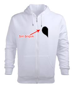 sade yarım kalp baskılı kapşonlu fermuarlı Erkek Kapşonlu Fermuarlı - Tisho