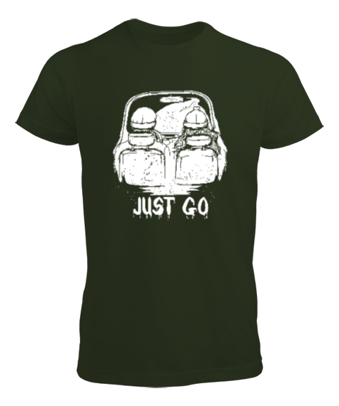 Tisho - Sadece Git - Just Go Haki Yeşili Erkek Tişört