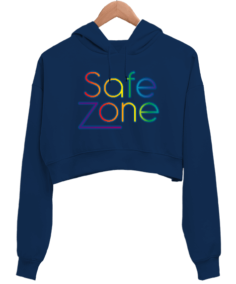 Tisho - Safe Zone LGBTQ Tasarım Kadın Crop Hoodie Kapüşonlu Sweatshirt