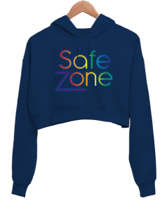 Tisho - Safe Zone LGBTQ Tasarım Kadın Crop Hoodie Kapüşonlu Sweatshirt
