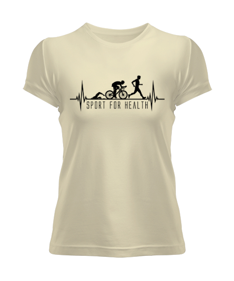 Tisho - Sağlık İçin Spor - Sport For Life - Hareket V2 Krem Kadın Tişört