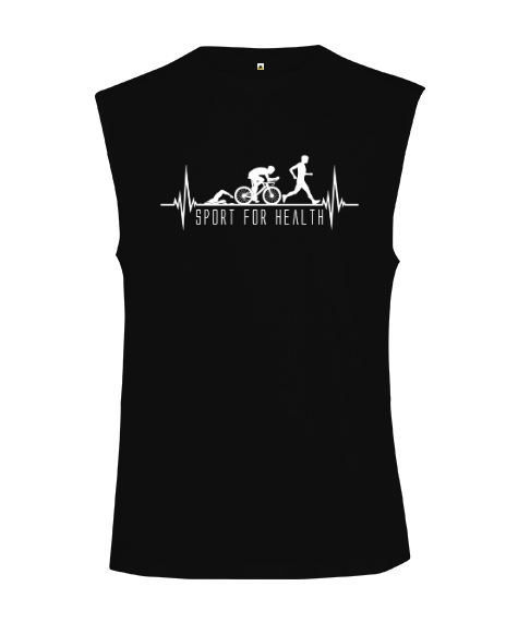 Tisho - Sağlık İçin Spor - Sport For Life - Hareket V2 Siyah Kesik Kol Unisex Tişört