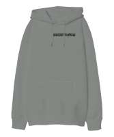 SAINTLUNA Gri Renkli Vintage Gri Oversize Unisex Kapüşonlu Sweatshirt - Tisho