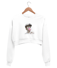 Tisho - SAKIZ PATLATAN HEYKEL Kadın Crop Sweatshirt