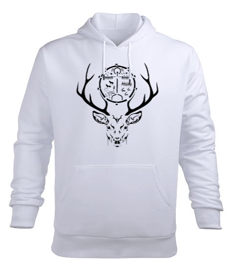 Tisho - Şaman Geyik Erkek Kapüşonlu Hoodie Sweatshirt