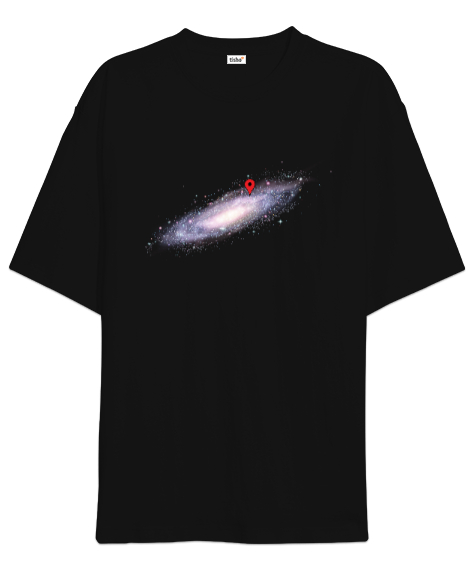Tisho - Samanyolu Galaksi Siyah Oversize Unisex Tişört