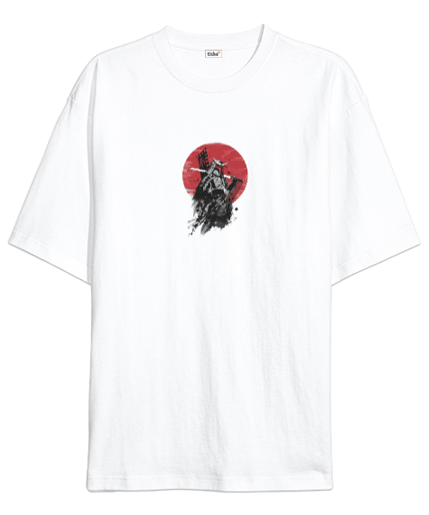 Tisho - Samurai 9 Beyaz Oversize Unisex Tişört