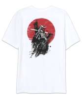 Samurai 9 Beyaz Oversize Unisex Tişört - Thumbnail